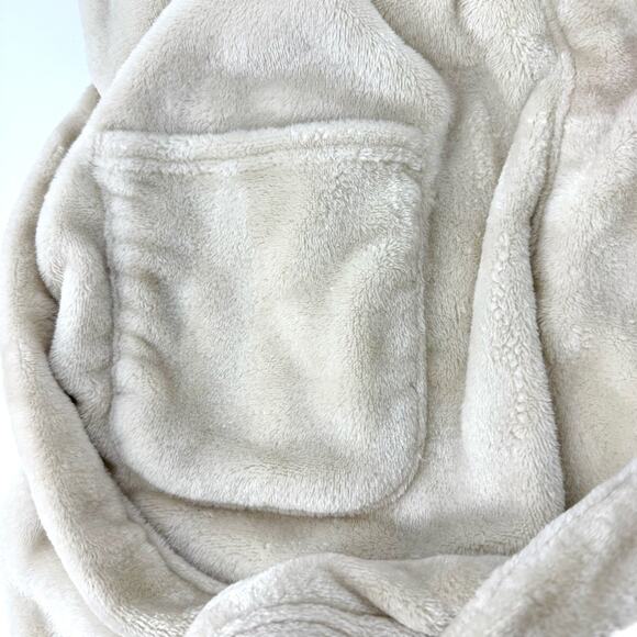 Summer & Rose Plush Knee Length Hooded Robe with Pockets Beige Size L/XL - Picture 7 of 9